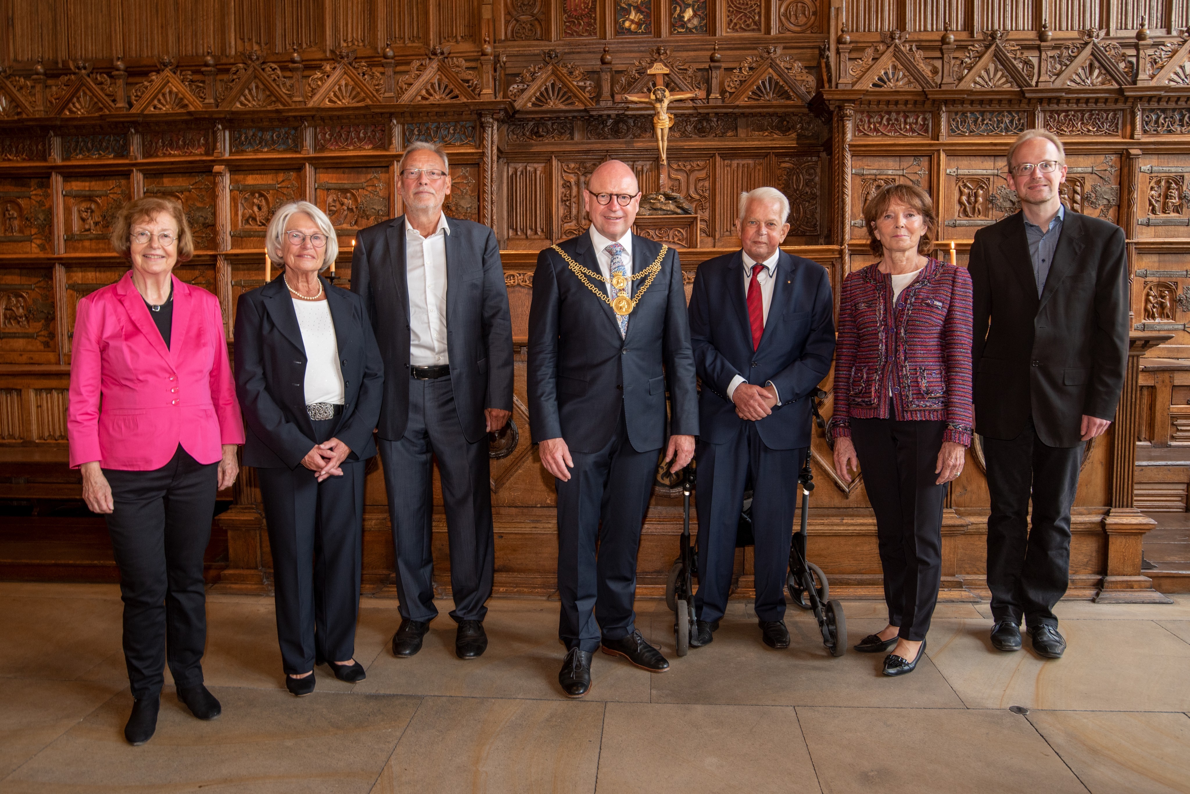 (v.l.n.r.) Beate Viljhalmsson, Karin Reismann, Gerhard Joksch, Oberbürgermeister Markus Lewe, Hans Varnhagen, Carola Möllemann-Appelhoff, Dr. Michael Jung